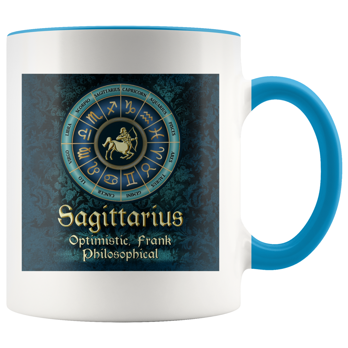 Blue Zodiac Sagittarius Astrology Accent Color Coffee Mug
