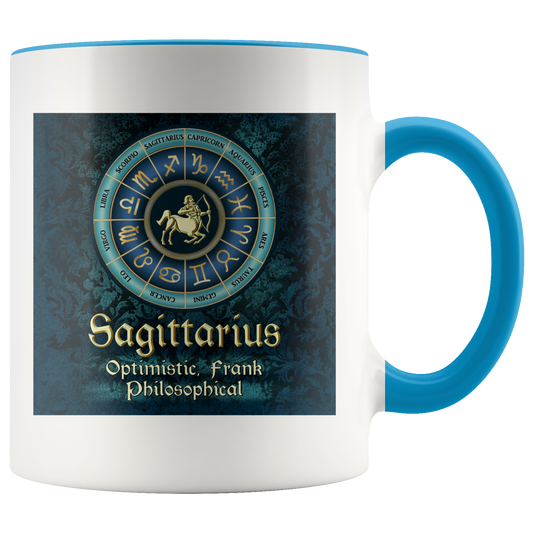 Blue Zodiac Sagittarius Astrology Accent Color Coffee Mug