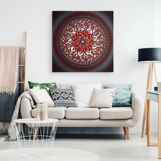 Celtic Art Burst in Red and Black Canvas Wall Art