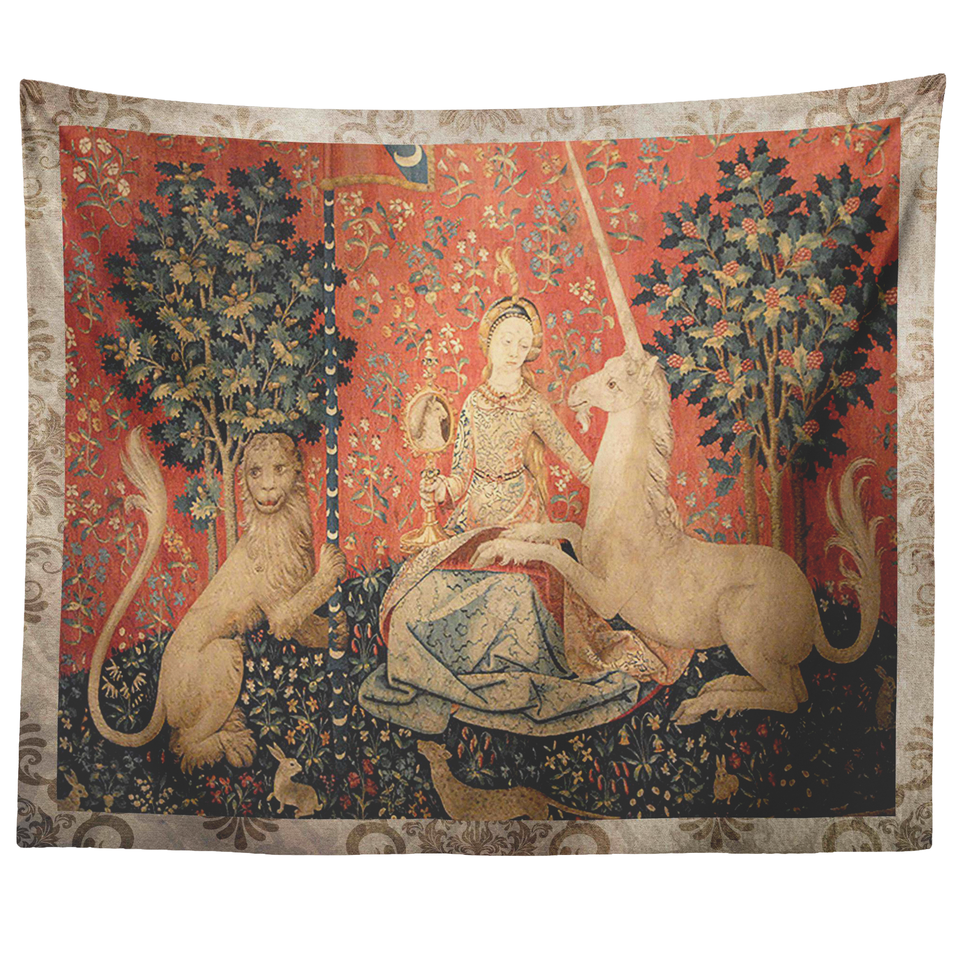 Unicorn Medieval Tapestry, Medieval Decor Tapestry
