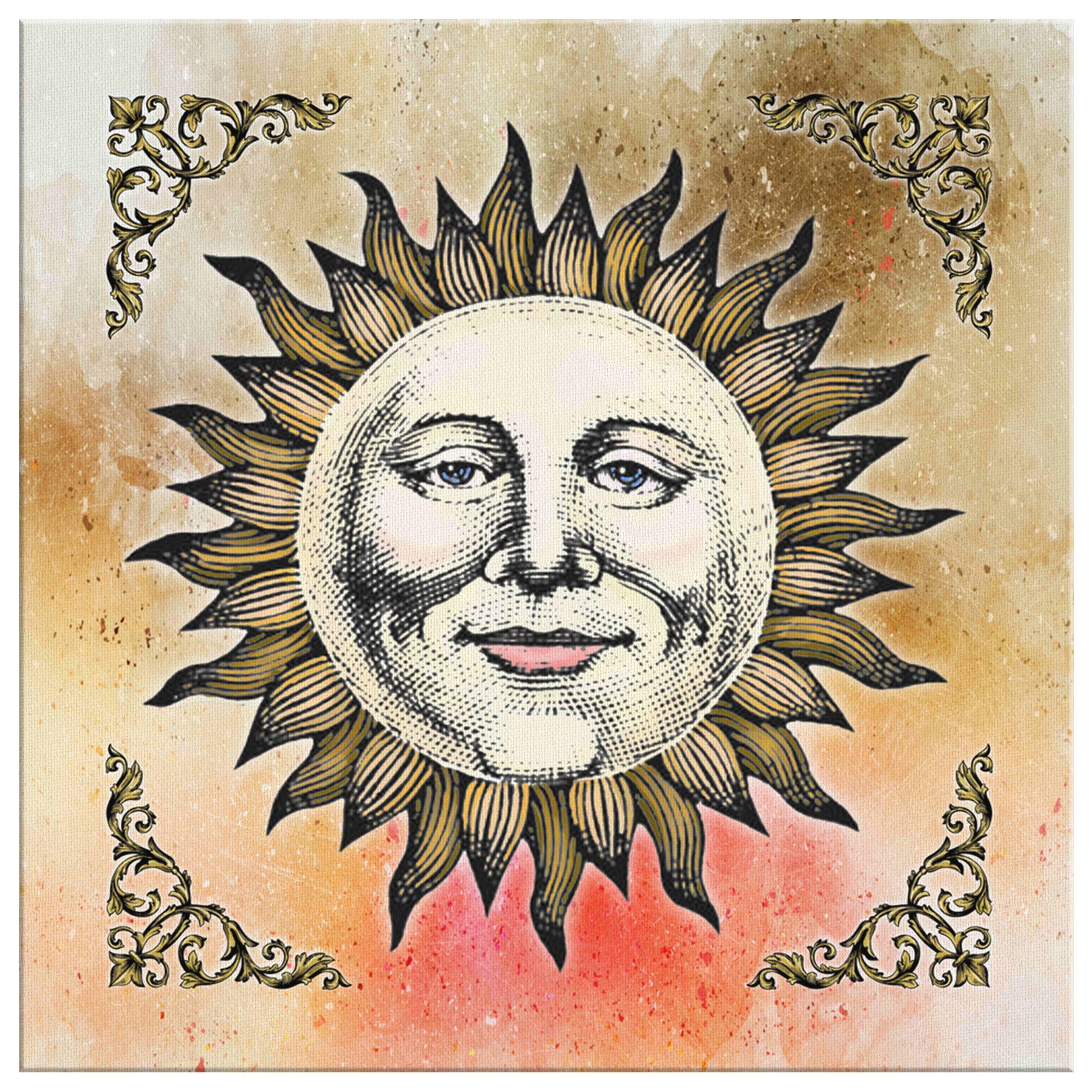 renaissance sun, renaissance art, old world sun, sun woodcut, medieval sun, renaissance woodcut, medieval woodcut