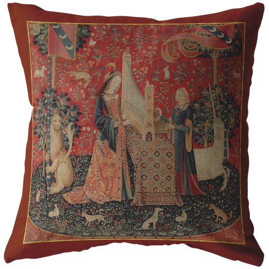 unicorn, tapestry, unicorn tapestry, unicorn tapestries, lady and unicorn, medieval tapestry, unicorn tapestries, medieval, middle ages, renaissance, Cluny Museum, lion, noble lady, maid, mille fleurs, thousand flowers, Flanders