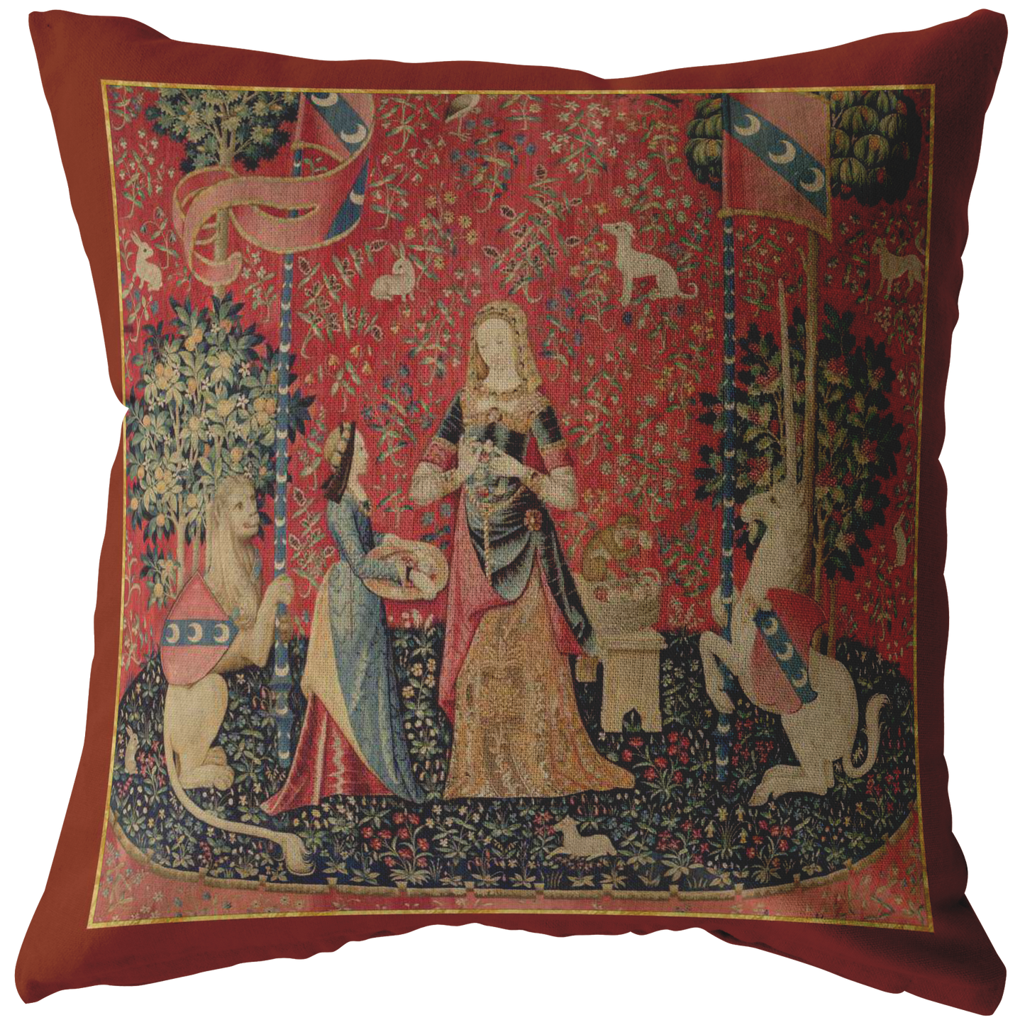 unicorn, tapestry, unicorn tapestry, unicorn tapestries, lady and unicorn, medieval tapestry, unicorn tapestries, medieval, middle ages, renaissance, Cluny Museum, lion, noble lady, maid, mille fleurs, thousand flowers, Flanders