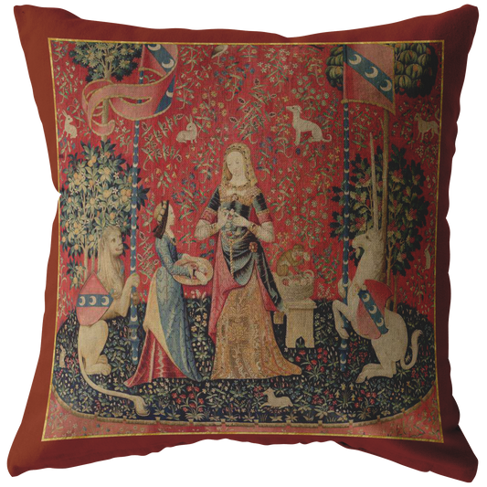 unicorn, tapestry, unicorn tapestry, unicorn tapestries, lady and unicorn, medieval tapestry, unicorn tapestries, medieval, middle ages, renaissance, Cluny Museum, lion, noble lady, maid, mille fleurs, thousand flowers, Flanders