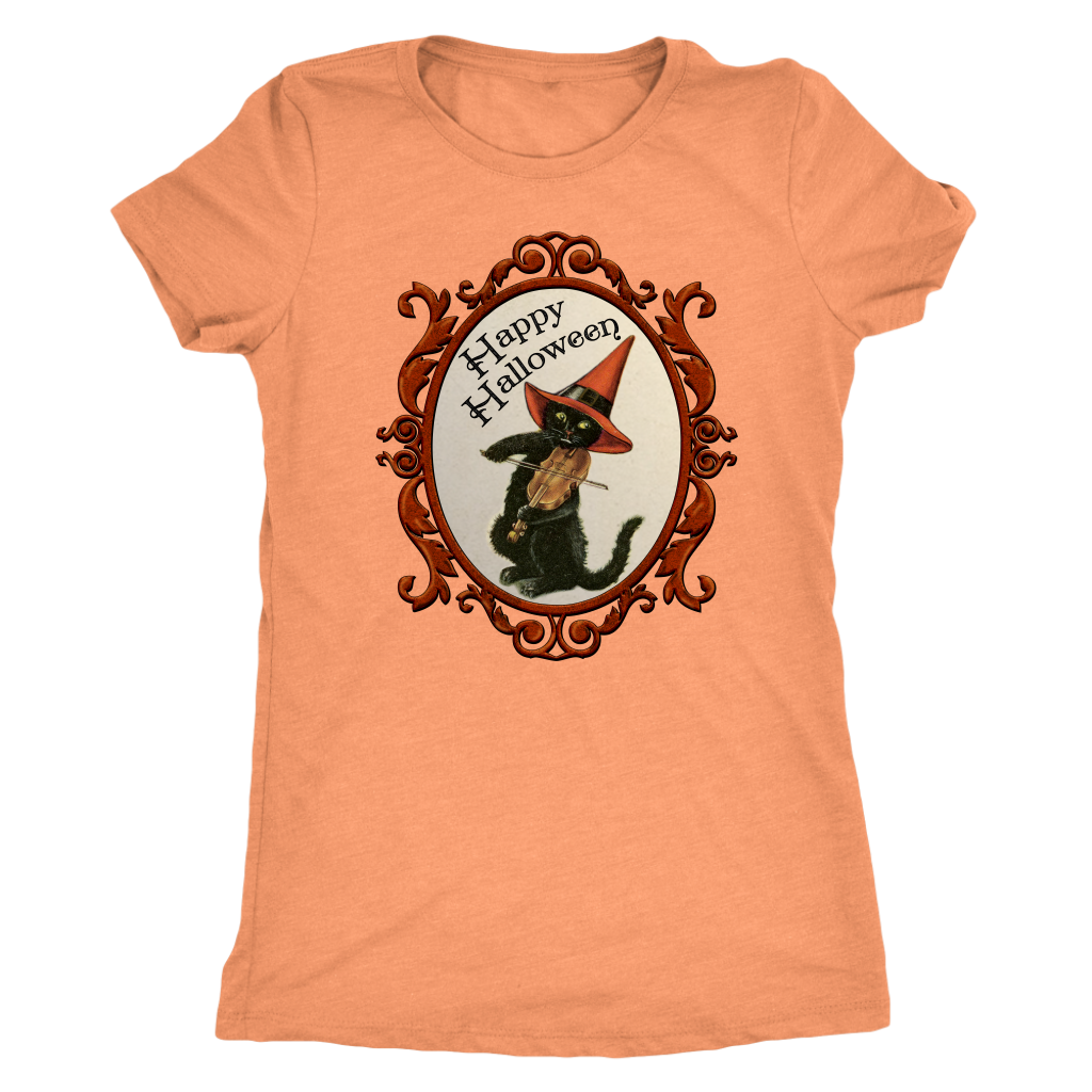 Happy Halloween Vintage Cat and Fiddle Women's Tri-Blend T-Shirt