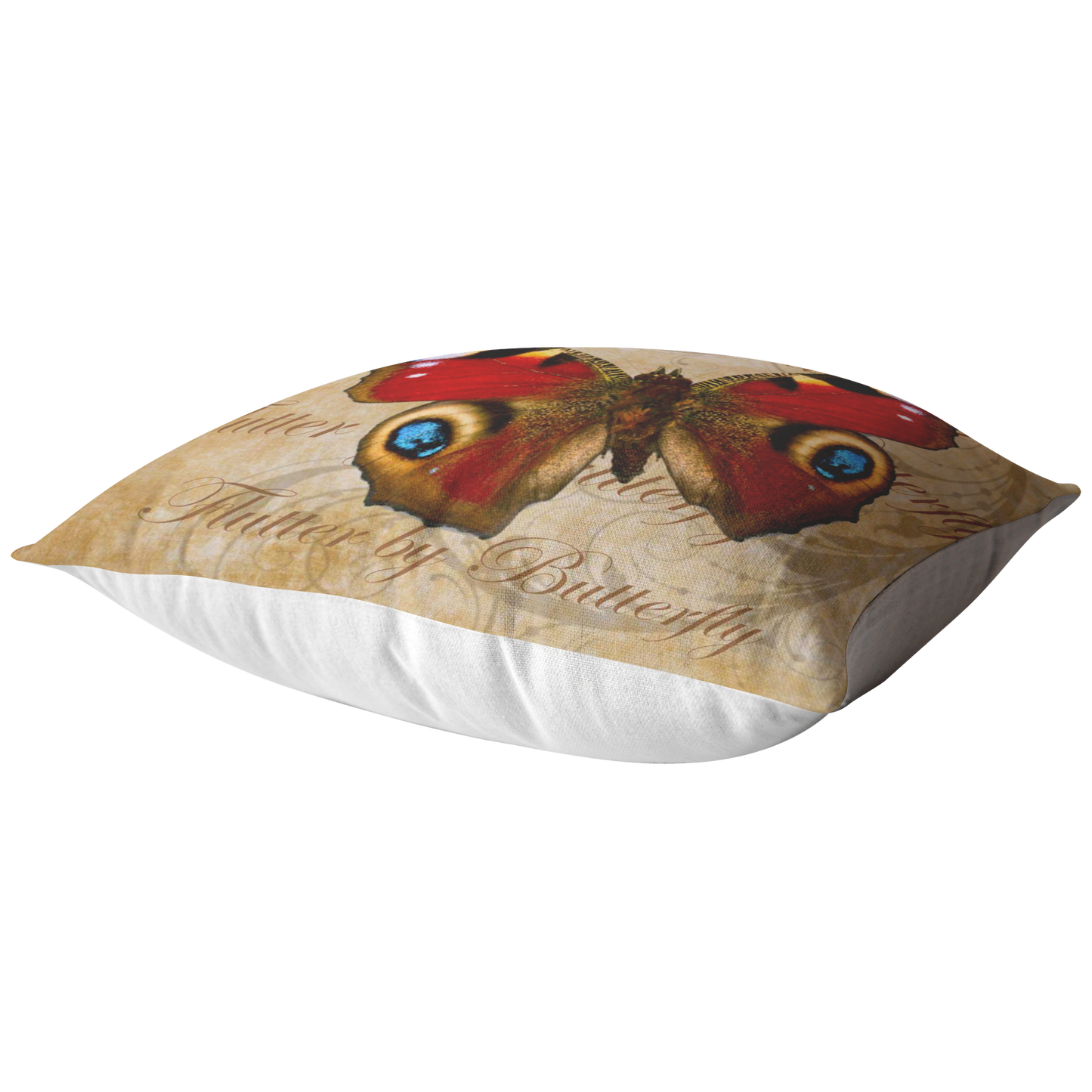 Red Butterfly Nature Digital Collage Throw Pillow